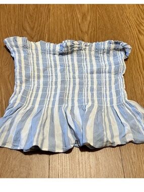 American Eagle Outfitters Blue and White Textured Top Tube top Strapless cropped